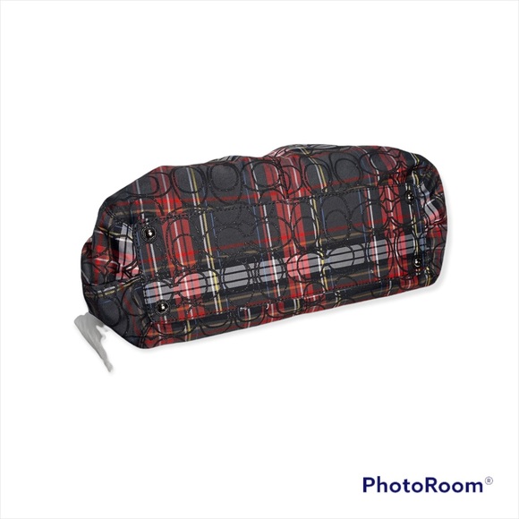 VINTAGE  COACH SOHO PLEATED TARTAN PLAID E/W TOTE - Picture 3 of 7